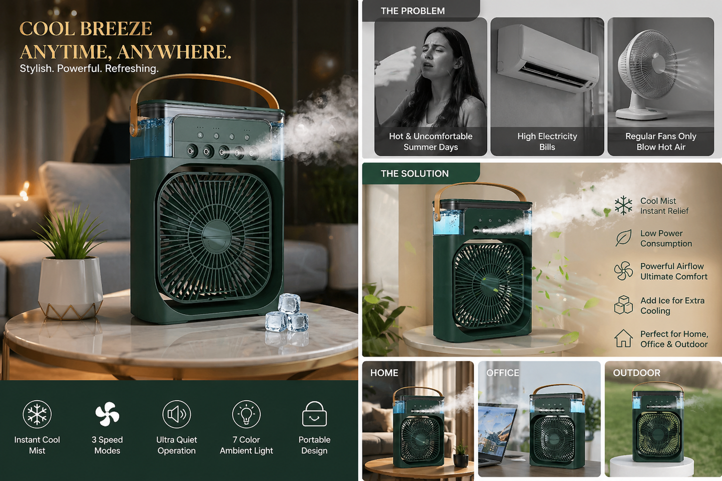 Portable Humidifier Air Cooler Mist Fan Mini Cooler for Home